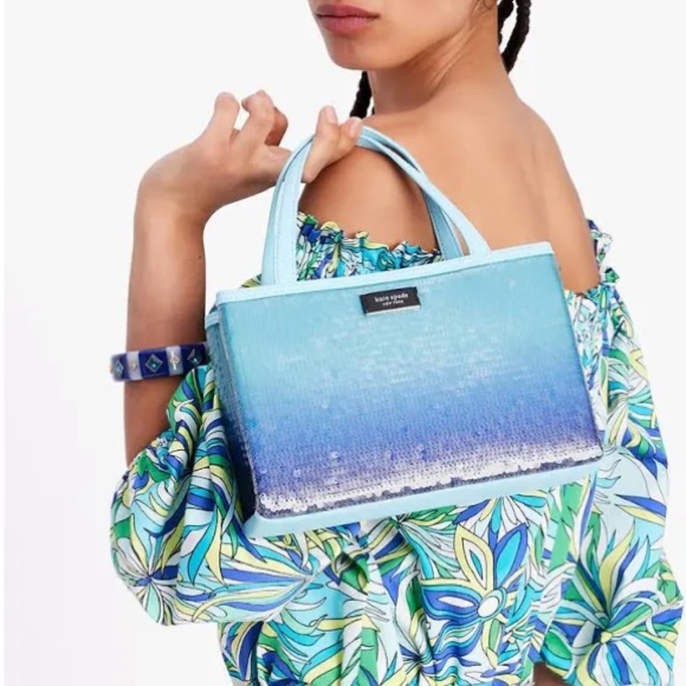 Kate Spade ♠️ Sam Icon Ombré Sequin Small Tote, Perfect Pool - Handbags & Purses